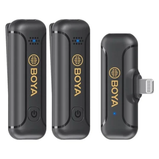 BOYA Dual 2.4GHZ Wireless Lavalier Microphone, Lightning Connector - Black